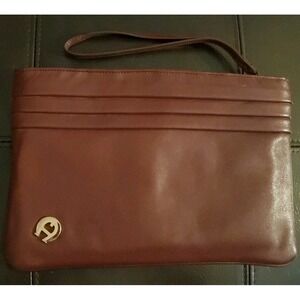 ETIENNE AIGNER Vintage 80s Leather Clutch Bag Wristlet OXBLOOD With BONUS MIRROR